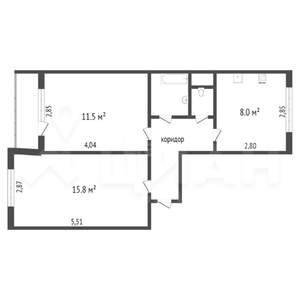 2-к квартира, вторичка, 46м2, 2/9 этаж
