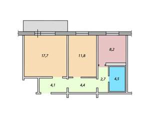 2-к квартира, вторичка, 53м2, 9/1 этаж