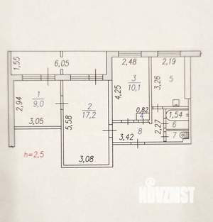 3-к квартира, вторичка, 53м2, 1/9 этаж