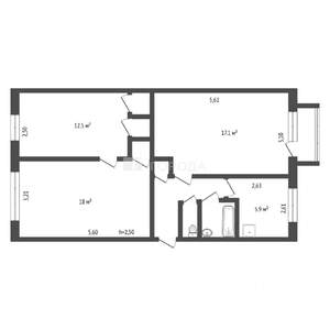 3-к квартира, вторичка, 63м2, 3/5 этаж
