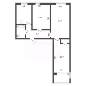 3-к квартира, вторичка, 60м2, 1/9 этаж