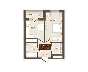 1-к квартира, вторичка, 37м2, 2/16 этаж
