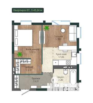 2-к квартира, вторичка, 43м2, 8/12 этаж