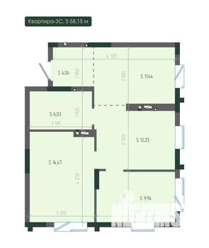 3-к квартира, вторичка, 58м2, 2/12 этаж