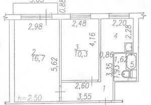 2-к квартира, вторичка, 42м2, 4/5 этаж