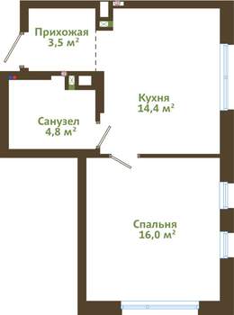 1-к квартира, вторичка, 39м2, 4/14 этаж