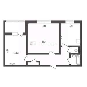 2-к квартира, вторичка, 53м2, 9/9 этаж