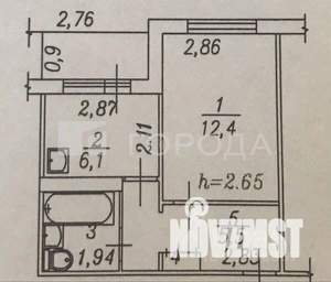 1-к квартира, вторичка, 29м2, 6/9 этаж