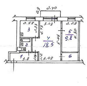 2-к квартира, вторичка, 45м2, 4/5 этаж