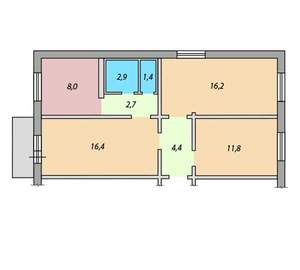 3-к квартира, вторичка, 64м2, 3/1 этаж