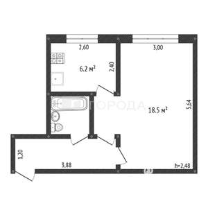 1-к квартира, вторичка, 32м2, 1/5 этаж