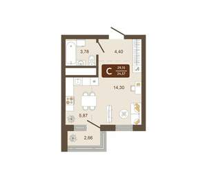 Студия квартира, вторичка, 29м2, 4/16 этаж