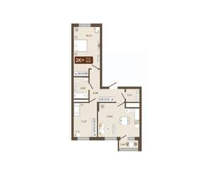 2-к квартира, вторичка, 67м2, 8/16 этаж