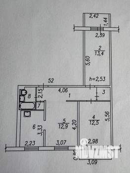 3-к квартира, вторичка, 62м2, 4/9 этаж