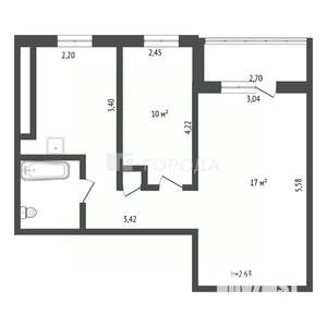 2-к квартира, вторичка, 43м2, 5/9 этаж