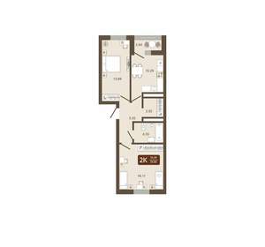 2-к квартира, вторичка, 55м2, 15/16 этаж