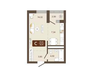 Студия квартира, вторичка, 30м2, 10/16 этаж