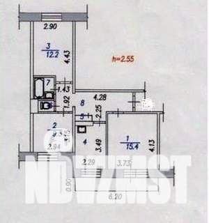 3-к квартира, вторичка, 59м2, 5/9 этаж