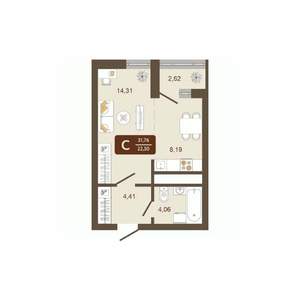 Студия квартира, вторичка, 32м2, 8/16 этаж