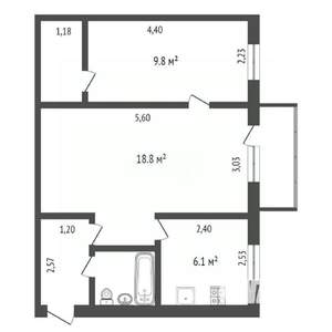 2-к квартира, вторичка, 43м2, 4/4 этаж