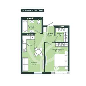 2-к квартира, вторичка, 44м2, 8/12 этаж