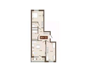 2-к квартира, вторичка, 67м2, 8/16 этаж