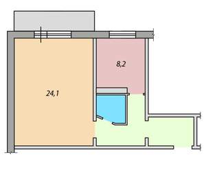 1-к квартира, вторичка, 44м2, 9/1 этаж