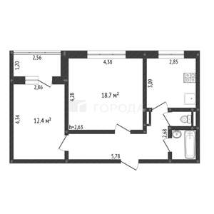 2-к квартира, вторичка, 53м2, 7/9 этаж