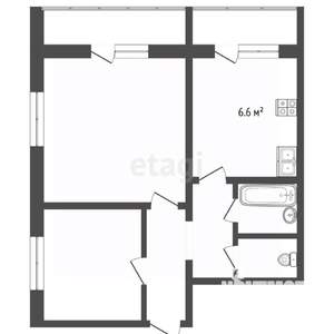 2-к квартира, вторичка, 46м2, 4/12 этаж
