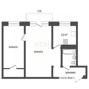 2-к квартира, вторичка, 47м2, 5/5 этаж
