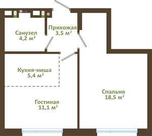 2-к квартира, вторичка, 43м2, 7/14 этаж