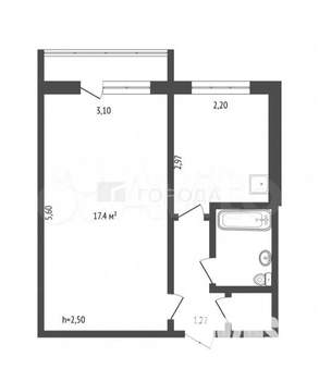 1-к квартира, вторичка, 30м2, 5/5 этаж