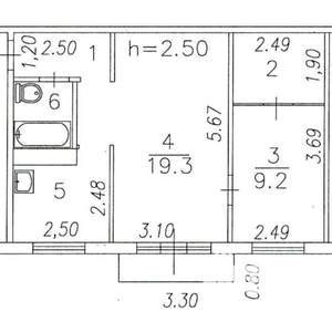 2-к квартира, вторичка, 45м2, 2/5 этаж
