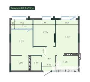 3-к квартира, вторичка, 57м2, 4/12 этаж