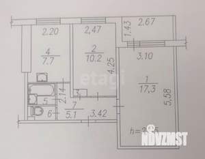 2-к квартира, вторичка, 44м2, 4/9 этаж
