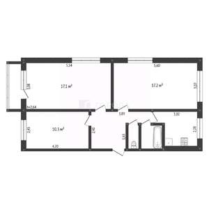 3-к квартира, вторичка, 61м2, 4/5 этаж