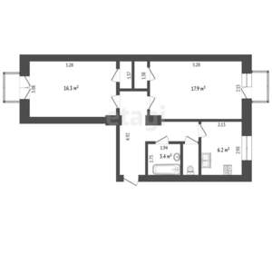 2-к квартира, вторичка, 59м2, 3/4 этаж