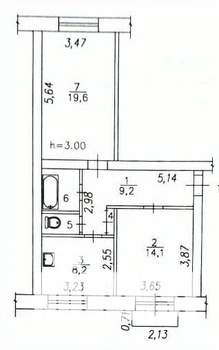 2-к квартира, вторичка, 56м2, 2/5 этаж