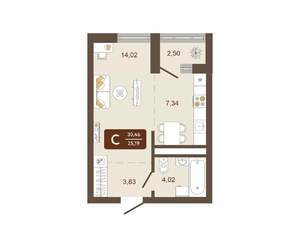 Студия квартира, вторичка, 30м2, 2/16 этаж
