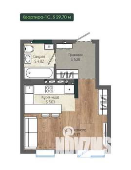 1-к квартира, вторичка, 30м2, 4/12 этаж