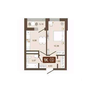 1-к квартира, строящийся дом, 33м2, 7/16 этаж