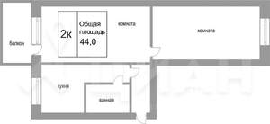 2-к квартира, вторичка, 41м2, 6/10 этаж