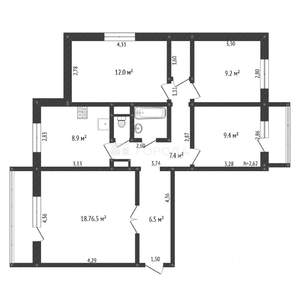 4-к квартира, вторичка, 77м2, 7/9 этаж