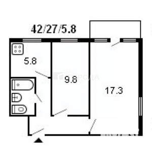 2-к квартира, вторичка, 44м2, 2/5 этаж