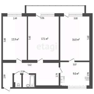 3-к квартира, вторичка, 73м2, 4/5 этаж