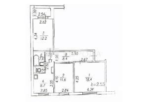 3-к квартира, вторичка, 66м2, 1/5 этаж