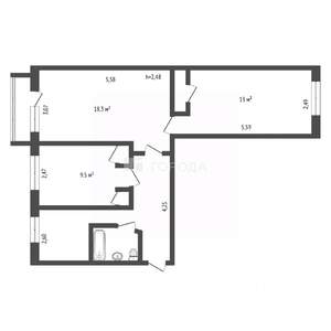 3-к квартира, вторичка, 59м2, 5/5 этаж