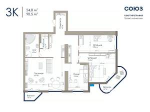 3-к квартира, вторичка, 106м2, 22/25 этаж