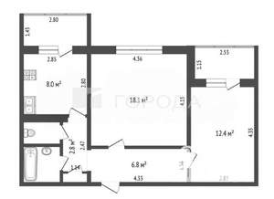 2-к квартира, вторичка, 53м2, 3/9 этаж