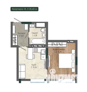 1-к квартира, вторичка, 35м2, 4/12 этаж